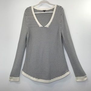Talbots Rayon blend Striped V Sweater W sz L